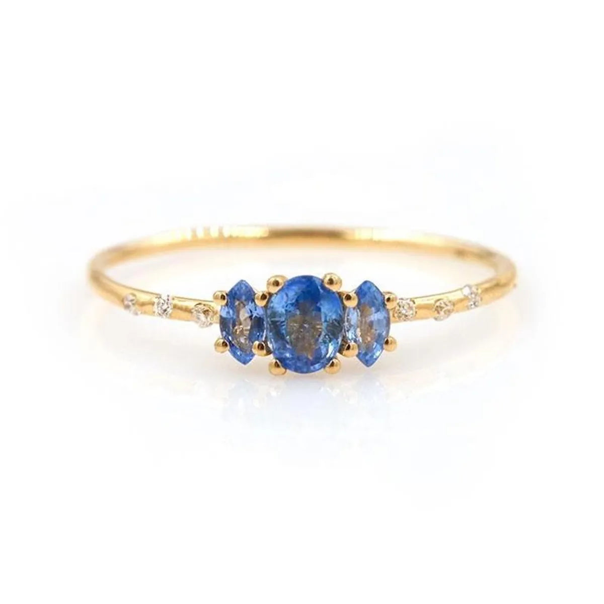 Ladies floral gemstone ring -18k Simple Fashion Starry Sky Triple Zircon Copper Ring Wholesale Gooddiy