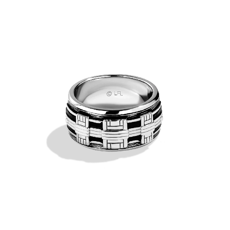 Elegant cocktail ring for ladies -THE WOOKIEE MEN'S RING Silver and Black Rhodium