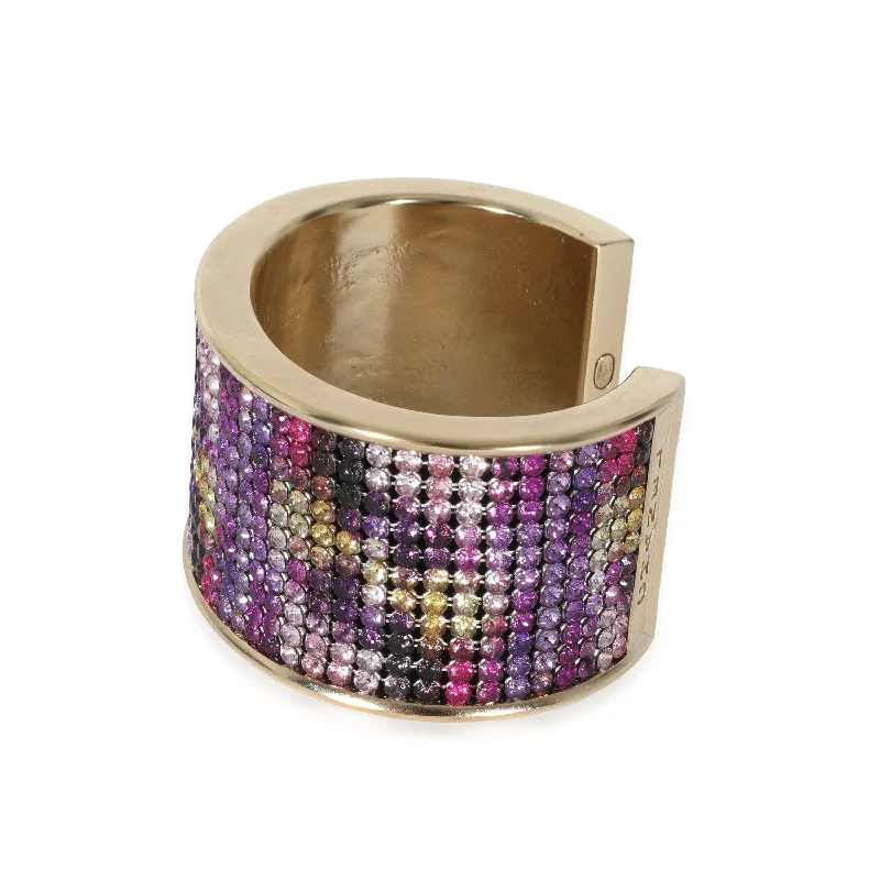 Modern rose gold cuff bracelets for ladies -2015 Multi-Color Strass Wide Gold Plated Cuff Bracelet