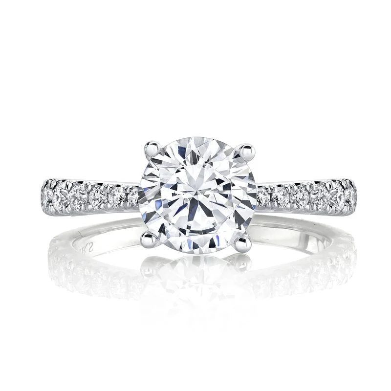 Trendy cocktail ring for women -Solitaire Ring Setting With Diamond Band