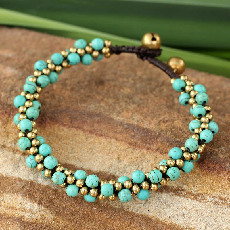 Modern diamond tennis bracelets for ladies -Bells in the Sky Brass and Dyed Calcite Bracelet