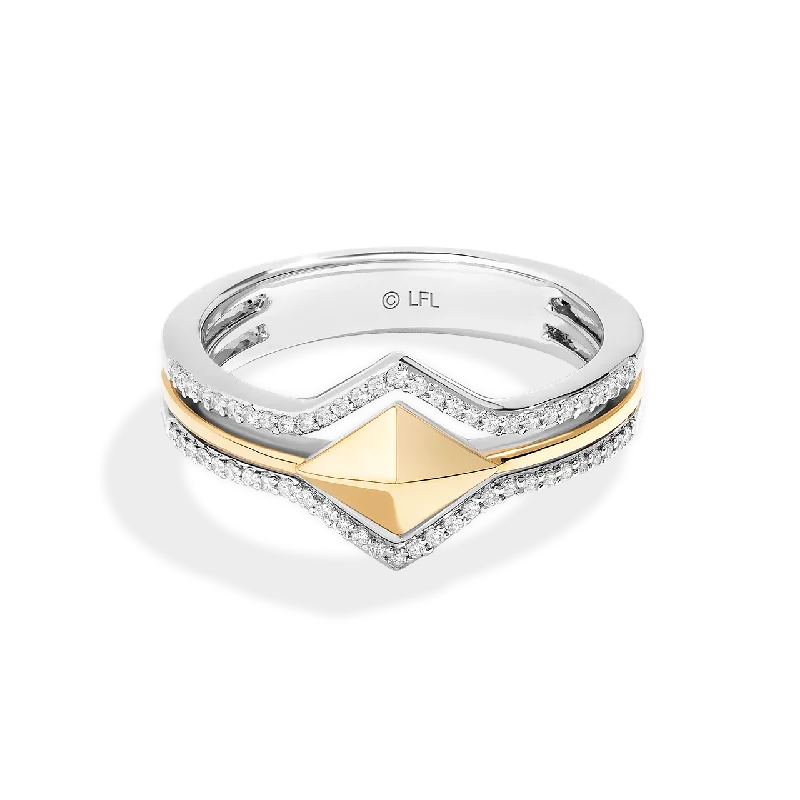 Ladies emerald cut ring -LIGHT X DARK WOMEN'S RING 1/6  CT.TW. White Diamonds Silver and 10K Yellow Gold