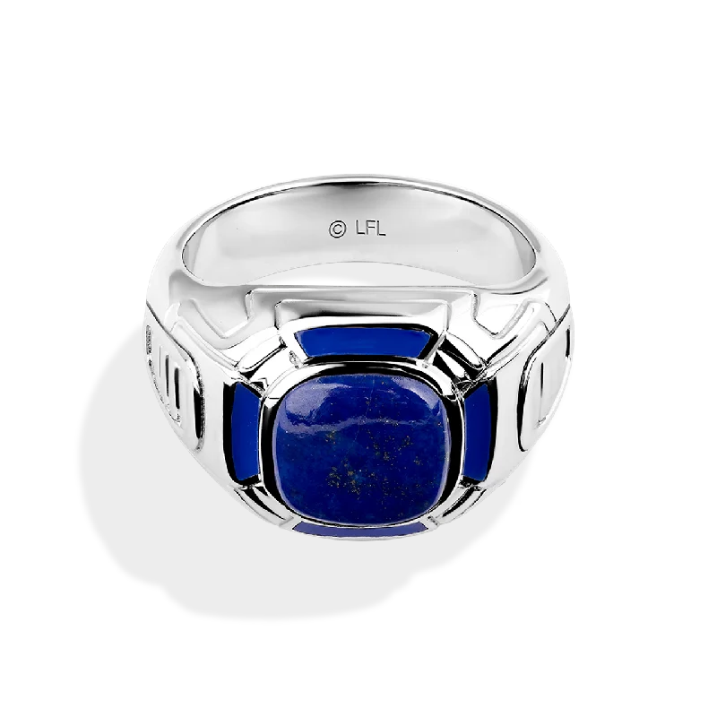 Minimalist silver ring for women -R2 SERIES MEN'S RING Lapis Gemstone Silver