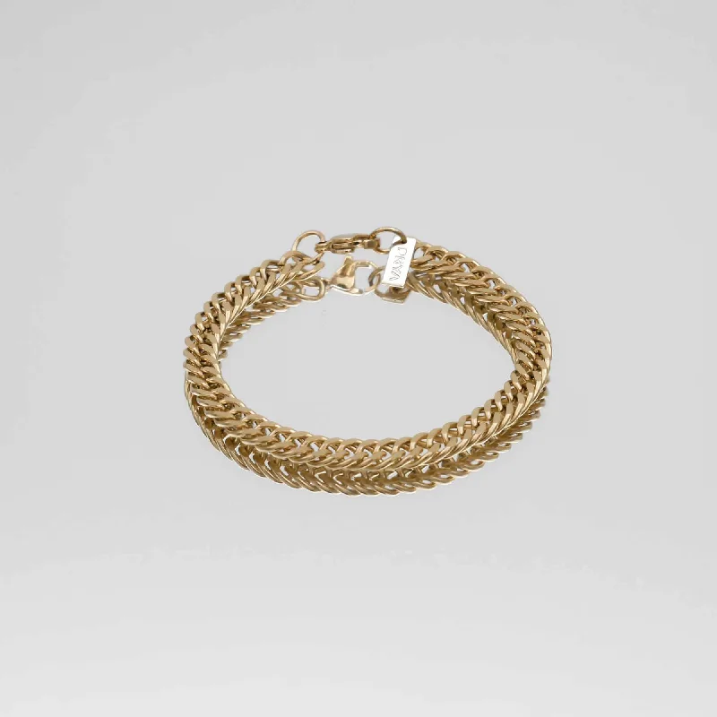 Elegant gold charm bracelets for ladies -Double Link Curb Chain Bracelet