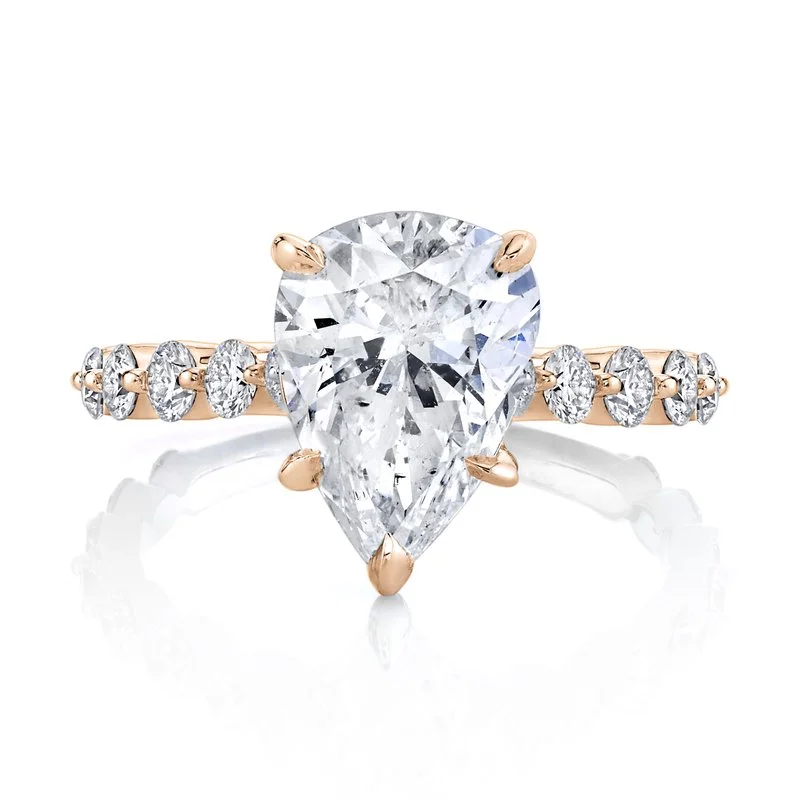 Classic halo ring for women -Solitaire Ring Setting with Diamond Band