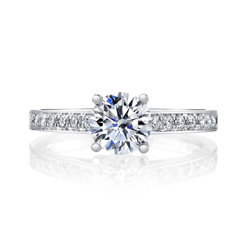 Ladies boho ring -Solitaire Ring Setting with Diamond Band