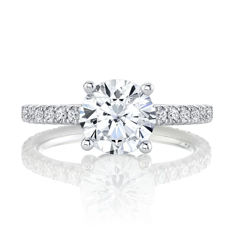 Elegant cushion ring for women -Solitaire Ring Setting With Diamond Band