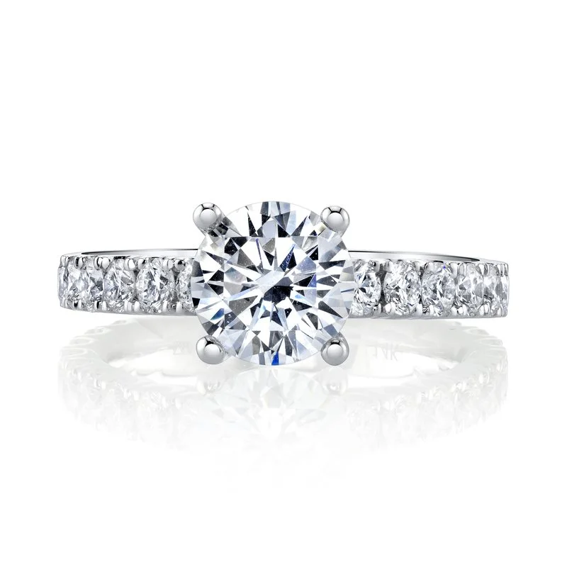 Elegant cocktail ring for ladies -Solitaire Ring Setting With Diamond Band