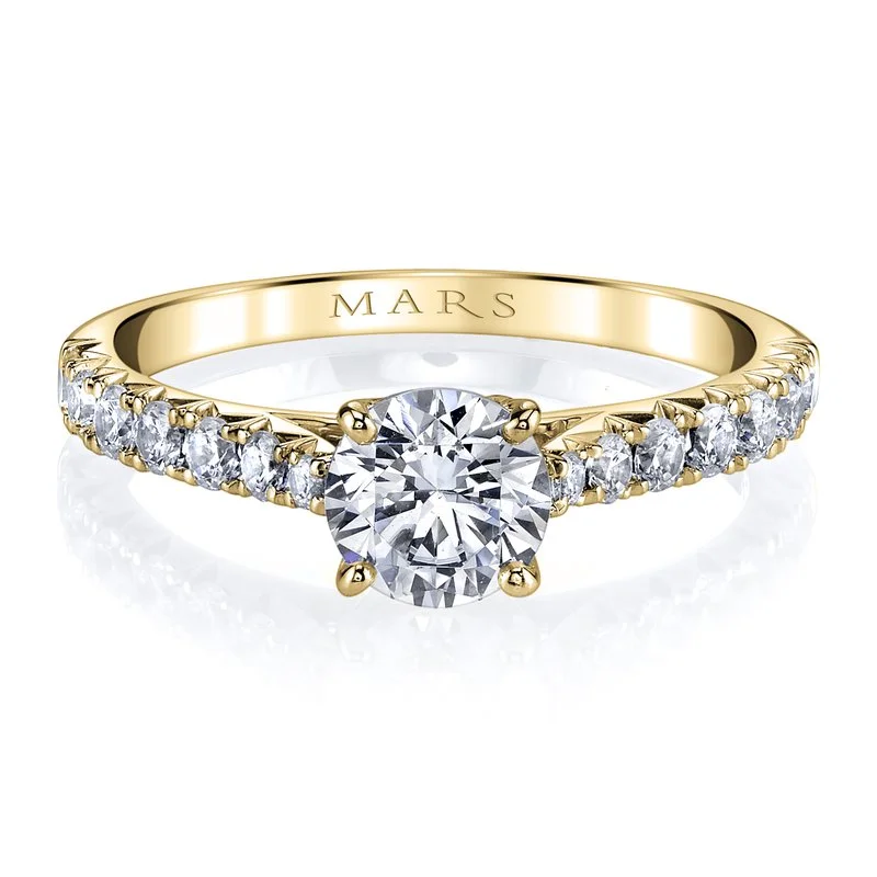 Unique vintage ring for ladies -Solitaire Ring Setting With Diamond Band