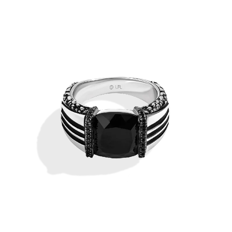 Ladies vintage emerald ring -DARK ARMOR MEN'S RING 1/5 CT. TW. Black Diamonds, Black Onyx in Sterling Silver with Black Rhodium