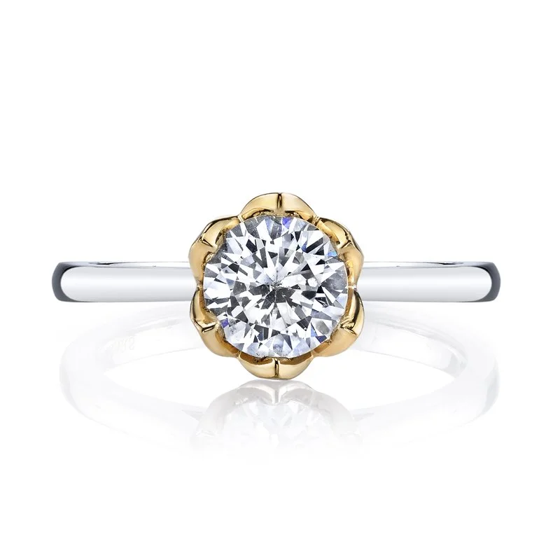 Ladies marquise cut ring -Solitaire Ring Setting with Flower Inspired Halo