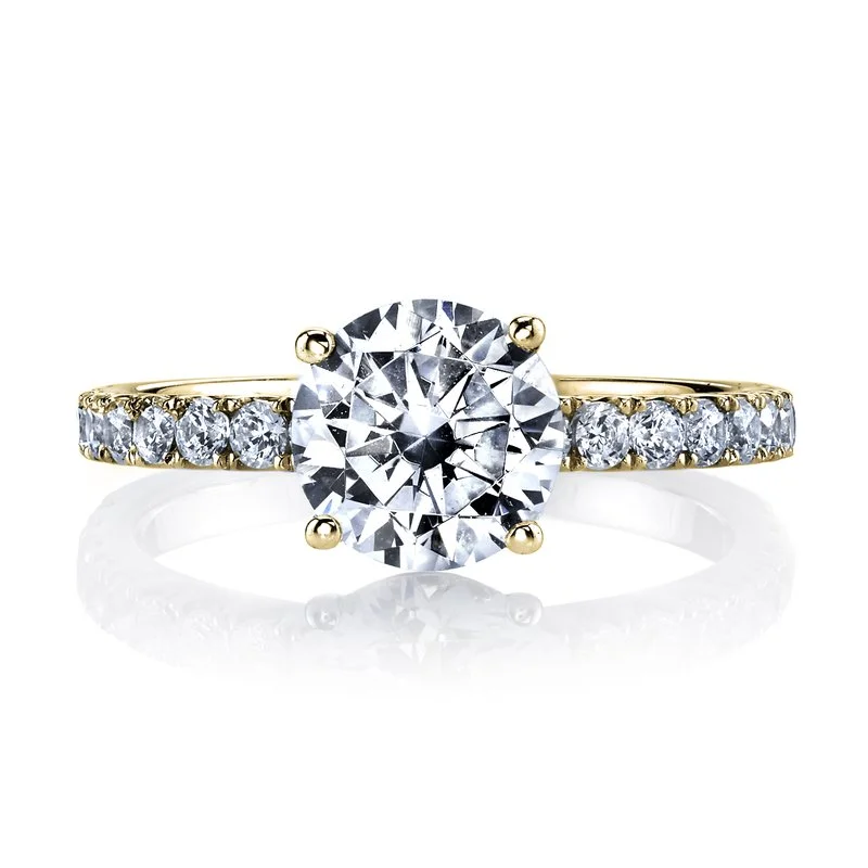 Ladies minimalist ring -Solitaire Ring Setting With Diamond Band