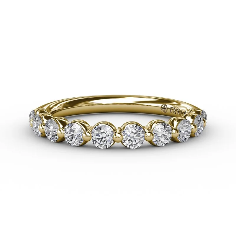 Elegant stackable ring for ladies -Diamond Single-Prong Wedding Band in 14K Yellow Gold