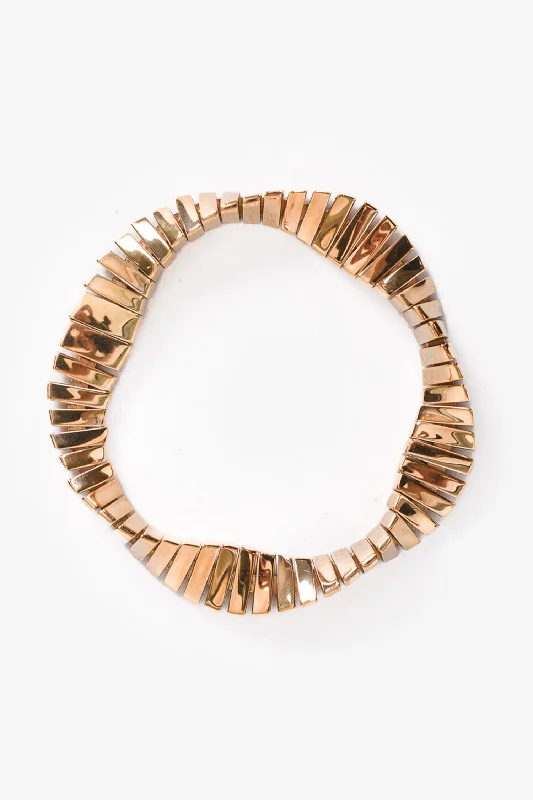 Ladies unique geometric cuff bracelets -Bottega Veneta Gold Toned Sterling Silver Curb Bracelet