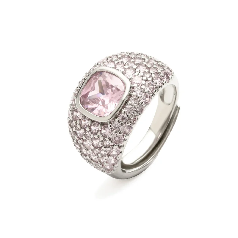 White Gold Pink Diamond Wide Surface