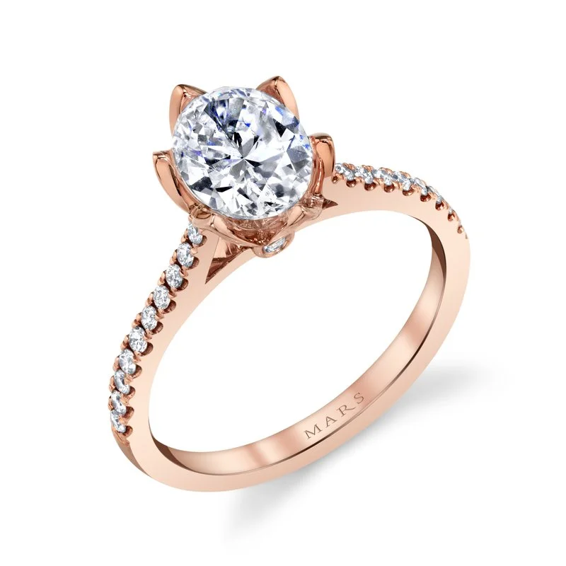 Ladies retro style ring -Engagement Ring Setting with Flower Motif