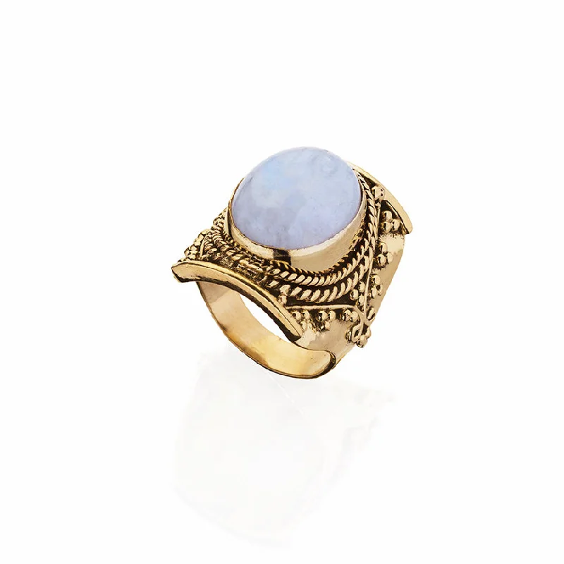 Ladies floral gemstone ring -Muse Moonstone Ring