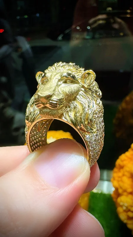 Ladies ruby ring -*NEW* 14k CZ Men's Lion Ring JTJ™