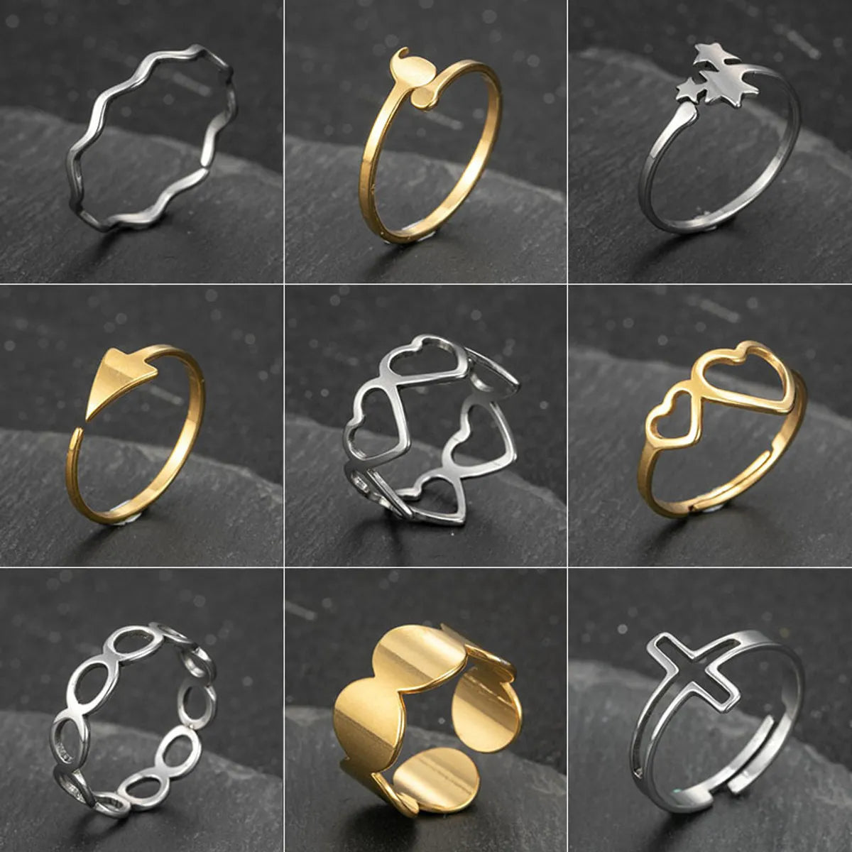 Minimalist gold band ring for ladies -1 Piece Fashion Geometric Stainless Steel Plating Open Ring