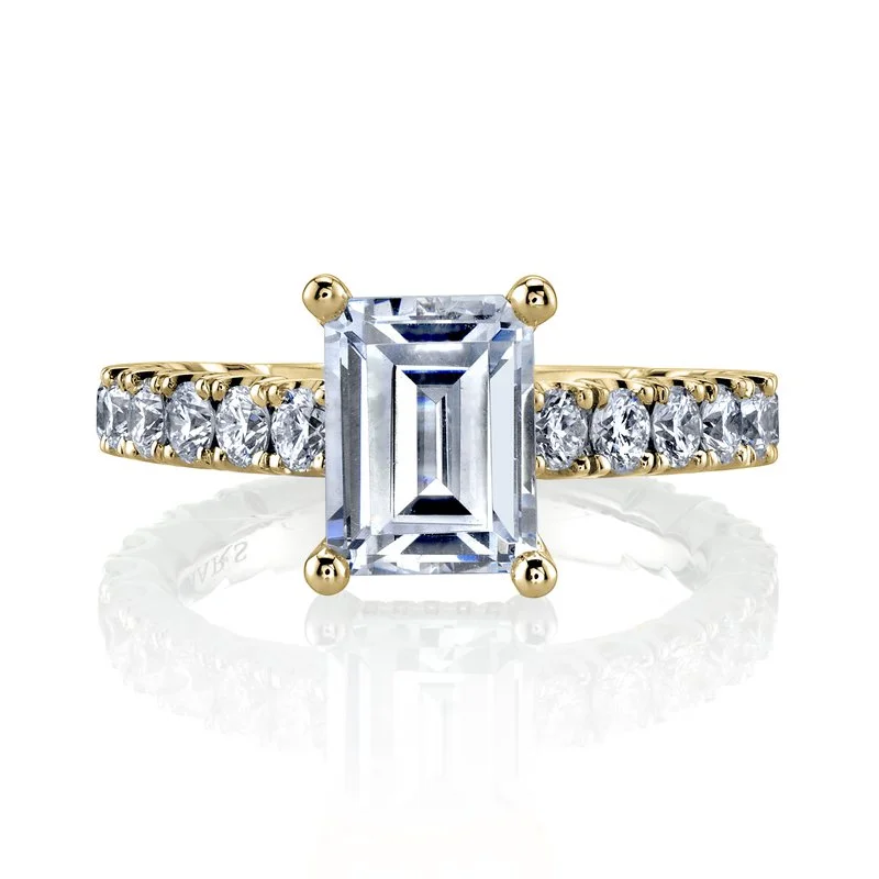 Classic diamond cocktail ring for women -Solitaire Ring Setting with Diamond Band and Hidden Halo