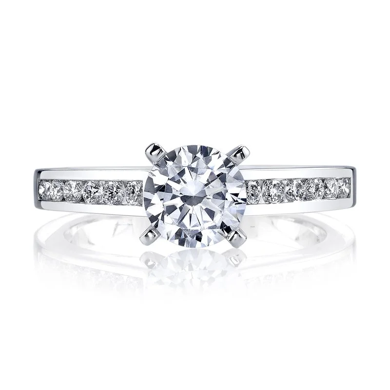 Modern stackable ring for ladies -Solitaire Ring Setting With Channel Set Diamond Band