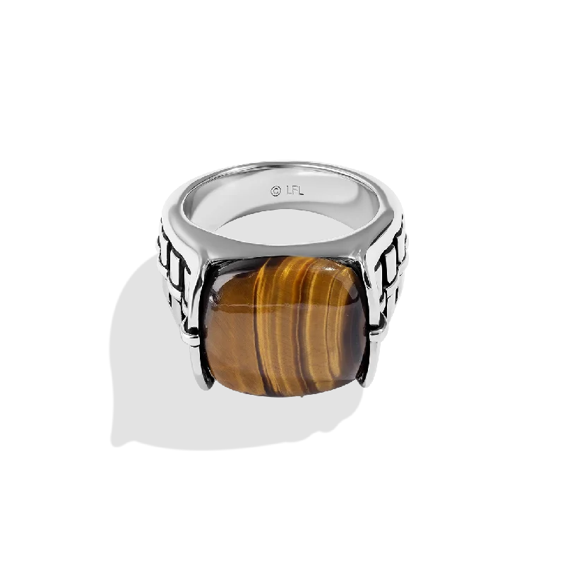 Elegant birthstone ring for women -THE WOOKIEE MEN'S RING  Tiger Eye Gemstone Silver